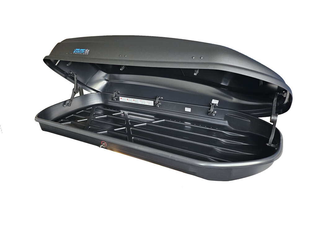 PerfectFit coffre de toit 440 Litre + PerfectFit Barre de toits Audi A3 Sportback &agrave; partir de 2020