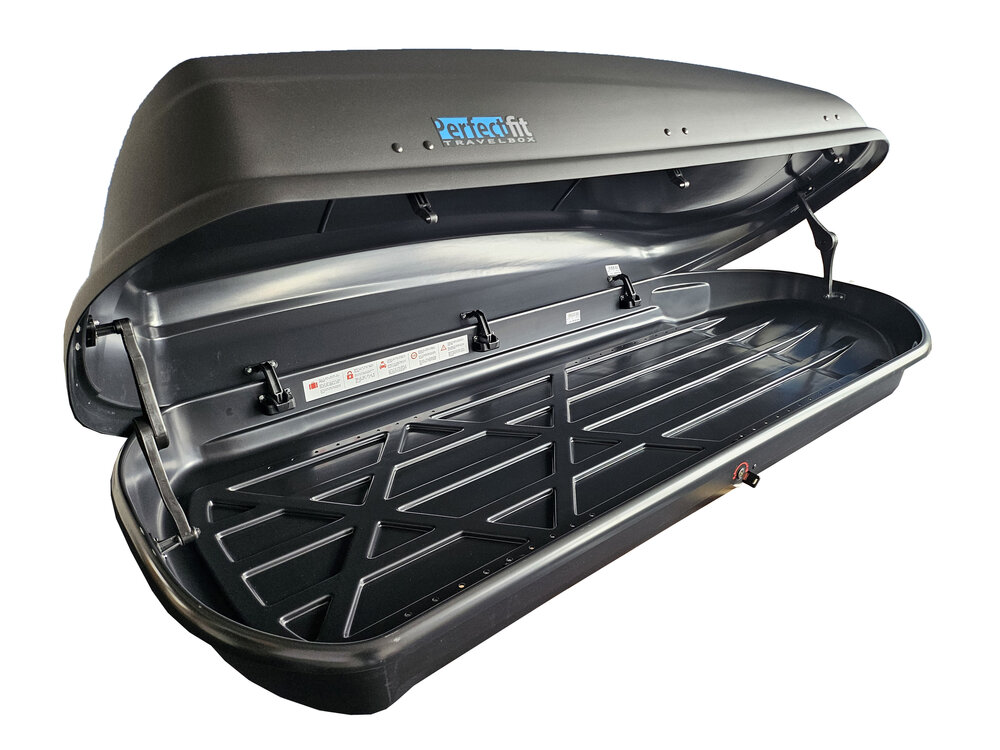 PerfectFit coffre de toit 440 Litre + PerfectFit Barre de toits Audi A3 Sportback &agrave; partir de 2020