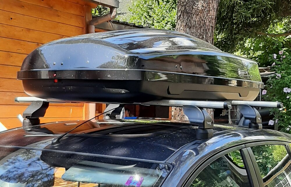Coffre de toit 430 Litre Modula Ciao noir brillant