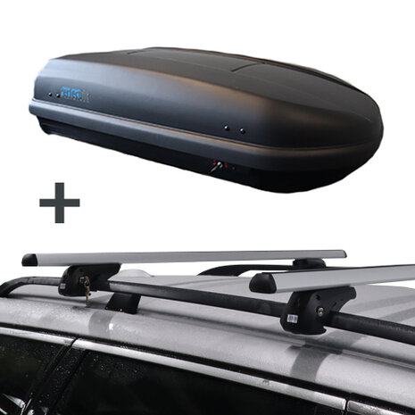 Coffre de toit PerfectFit 400 Litre + Barre de toit PerfectFit Volvo XC90 SUV 2002 - 2014