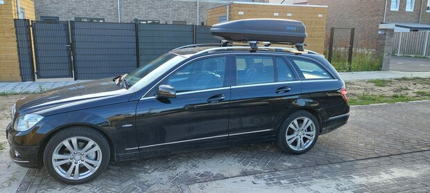 PerfectFit coffre de toit 400 liter + Nordrive barres de toit Peugeot 207 Plus 5 portes hayon 02/2013 - 08/2014