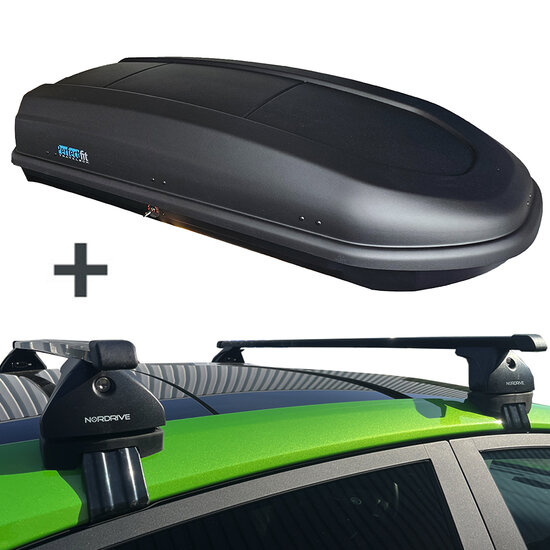 PerfectFit coffre de toit 440 Liter + Nordrive barres de toit Renault Megane E-Tech 5 portes hayon &agrave; partir de 12/2021