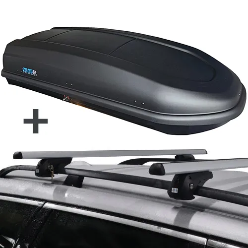PerfectFit coffre de toit 440 litre + PerfectFit barres de toit Dacia Duster SUV 2010-2013