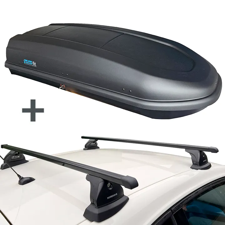 PerfectFit coffre de toit 440 Liter + Nordrive barres de toit Fiat Ulysse - Met T-track MPV 01/1994 - 12/2010